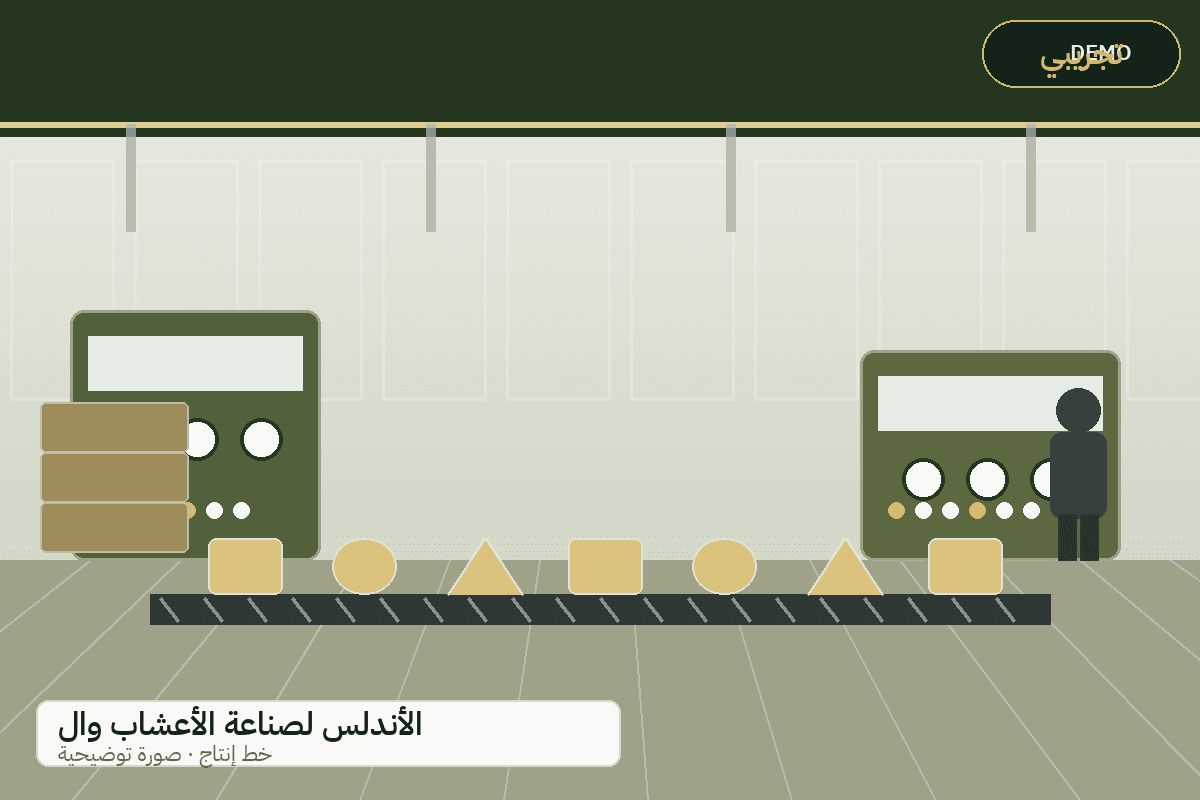 Demo production-line illustration — Al-Andalus herbs and aromatic plants