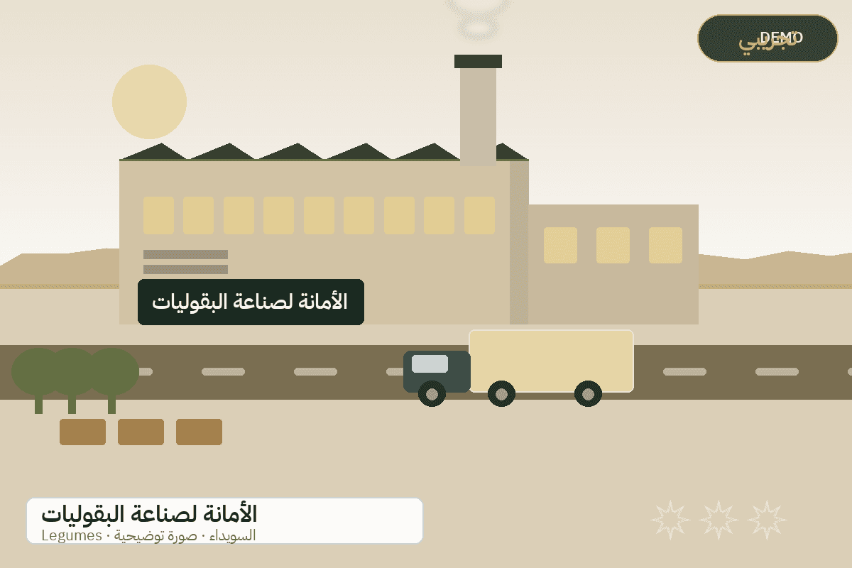 Demo facility illustration — Al-Amana legumes and pulses