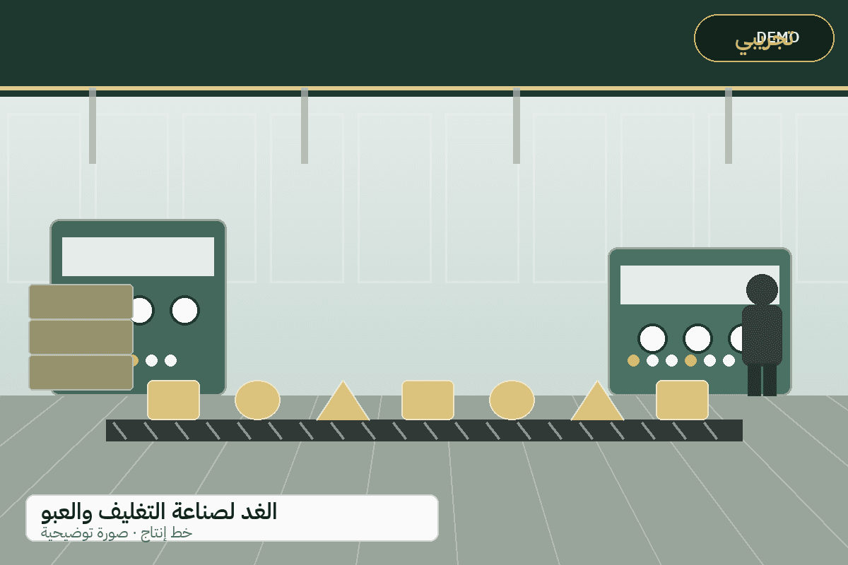 Demo production-line illustration — Al-Ghad packaging